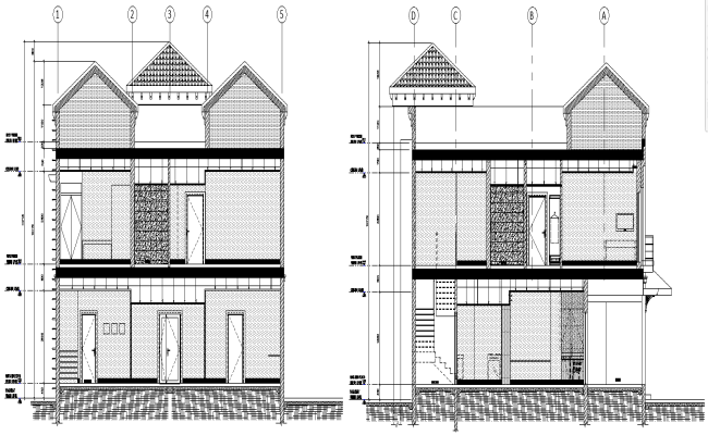 AutoCAD section view of house design in DWG format
