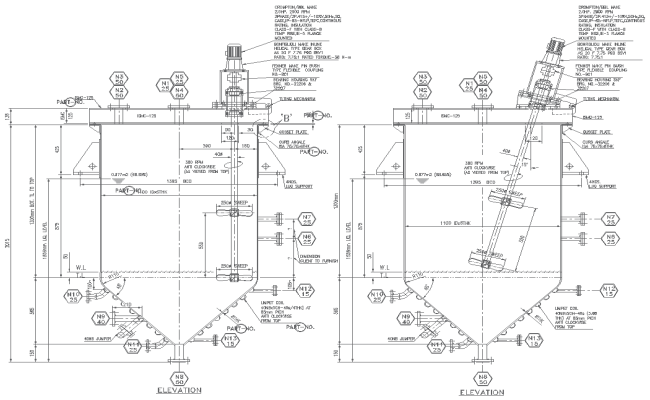 Hopper Tank Elevation Layout Design AutoCAD DWG