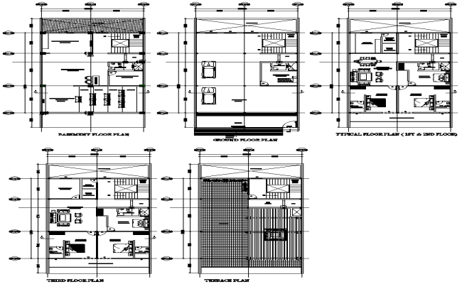 Hotel First Second Terrace and Typical Plan Detail DWG AutoCAD file