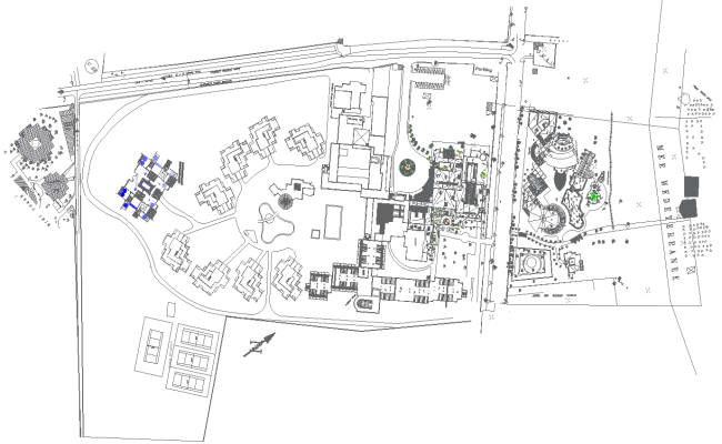 Hotel Layout Plan Design With Garden And Play Area Plan AutoCAD DWG 