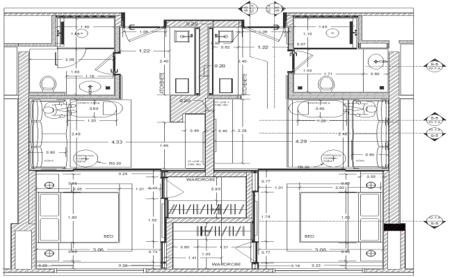 Hotel room interior design detail DWG  AutoCAD