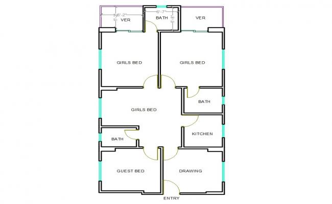 House Plan Free DWG File