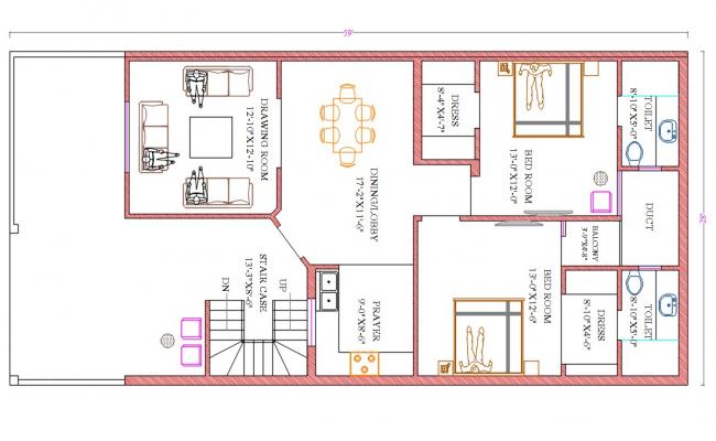 House Plan for 28 Feet by 58 Feet plot