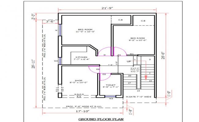 House Planning With Front Side Shop Plan DWG File