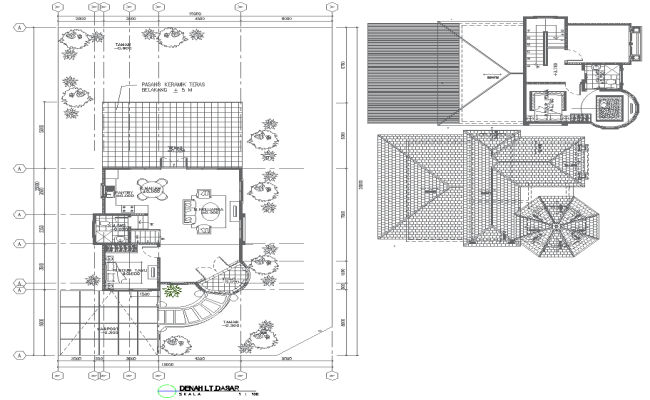 AutoCAD House Plan with Floor Layout and Top Elevation