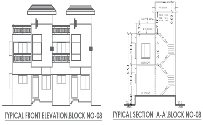 Staircase Section with Elevation Drawing AutoCAD Layout