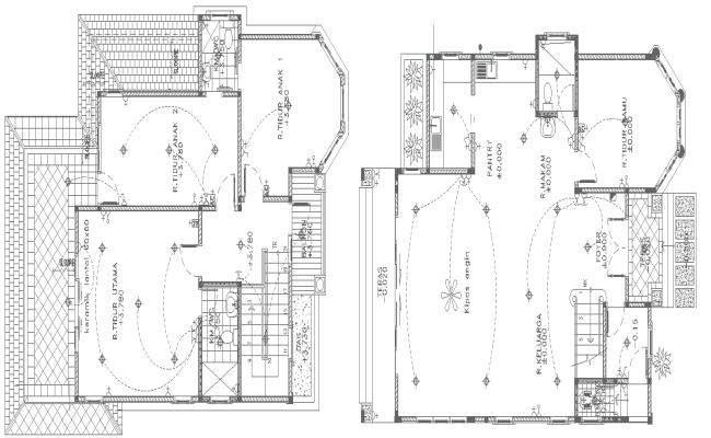 House Floor Plan with Bedroom and Terrace in DWG Format