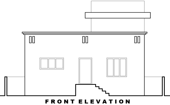 DWG House Front Elevation Plan for AutoCAD Designers