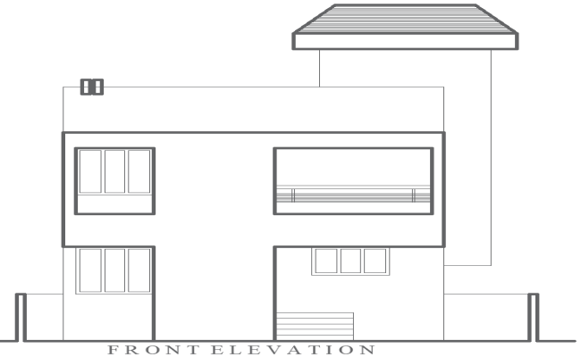 Front Elevation Design of House in Detailed AutoCAD Layout