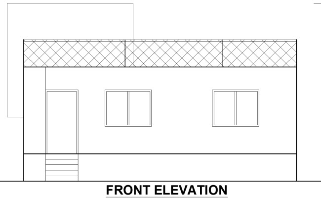 Modern House Front Elevation Layout Plan in DWG Format