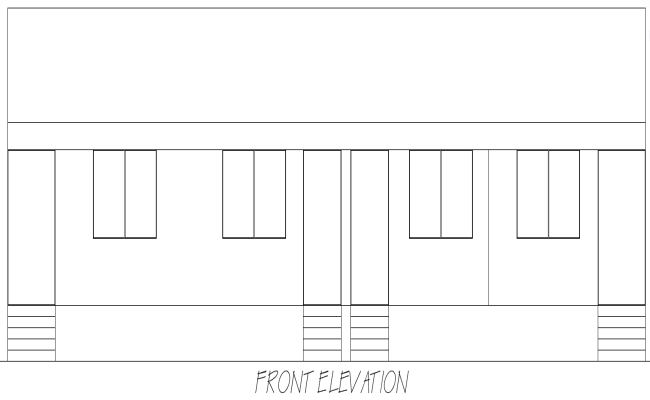 House Front Elevation Layout Plan Design DWG Drawing
