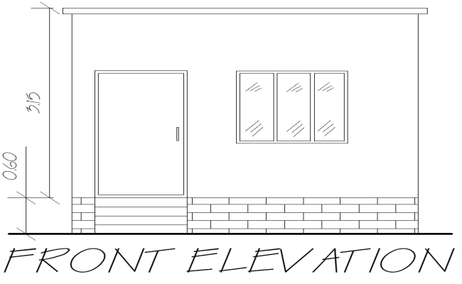 Modern House Front Elevation Plan in DWG CAD Drawing