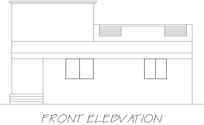 House Front Elevation Layout Plan in AutoCAD DWG File