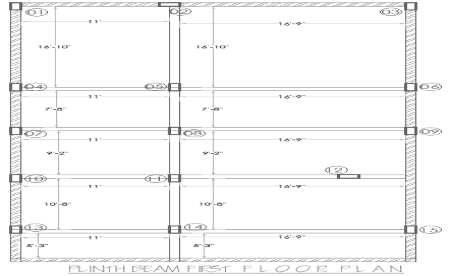House Plinth Beam First Floor Structural Plan Design AutoCAD DWG 