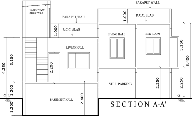 Detailed House Section Layout Plan Design in DWG File