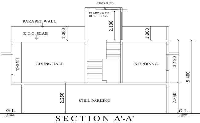 Residential House Section Layout Plan Drawing DWG File