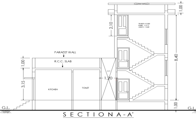 House Staircase Section Layout Design - AutoCAD DWG File