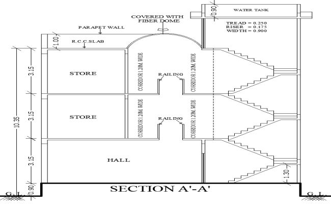 House Staircase Section Layout Plan Design AutoCAD DWG File