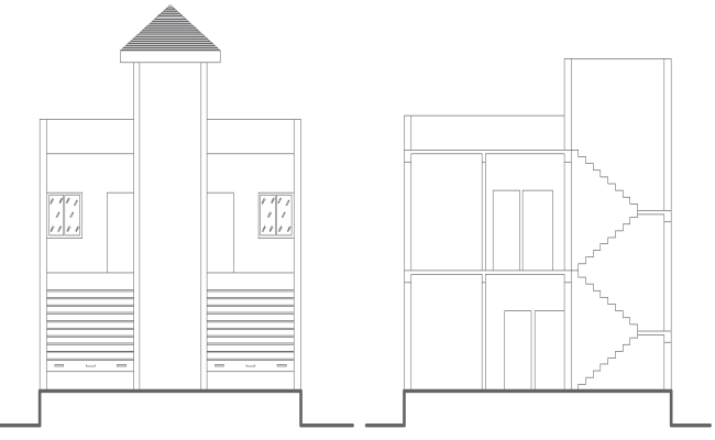 Modern House Shop Front Elevation in AutoCAD DWG Format