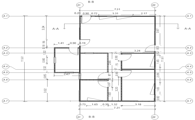 House plan for door and window detail DWG AutoCAD file
