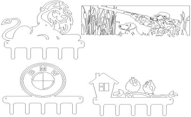 Illustration of a cute lion and Dog farm nature background composition for kids activity DWG AutoCAD file