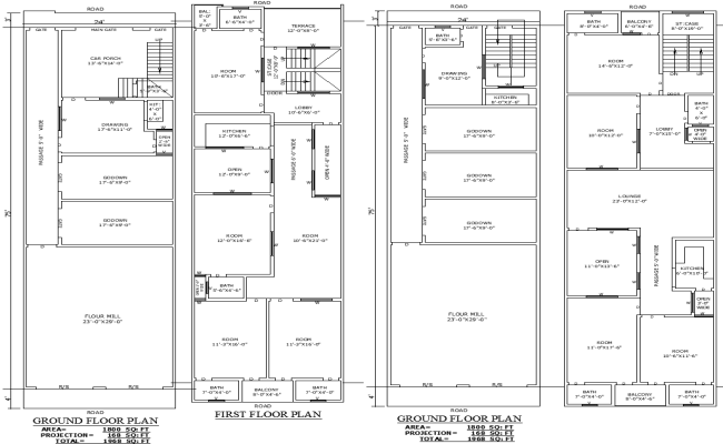 Industrial-Residential 24×82 Floor Plan in AutoCAD File