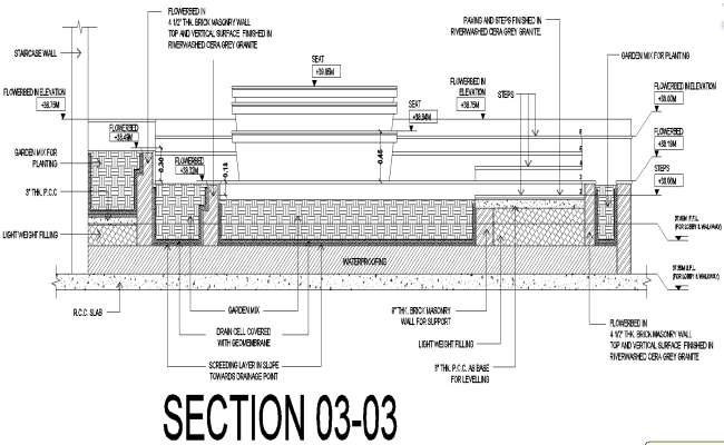 Retaining Wall Slope Drainage Screeding DWG Drawing