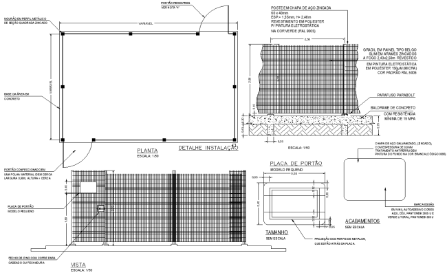 Installation Section Details for Gate Plate AutoCAD DWG File