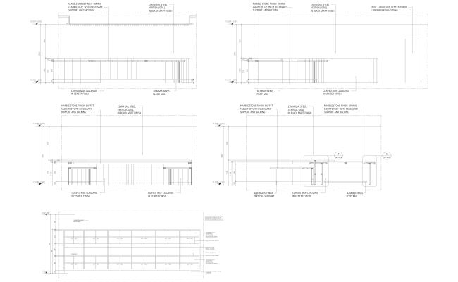 Integrated electric outlets on pass for movable hot buffet detail DWG AutoCAD drawing
