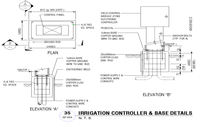 Irrigation System Controller And Base CAD Details DWG Download