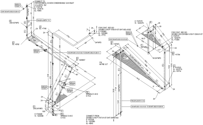 Isometric Piping Layout with Condensable Gas Flow AutoCAD DWG
