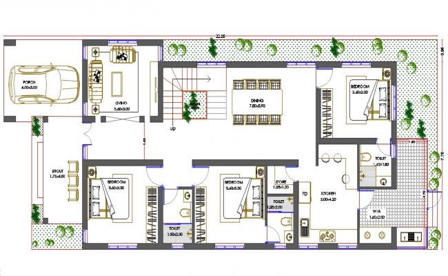 Kerala House Car Parking Plan DWG File