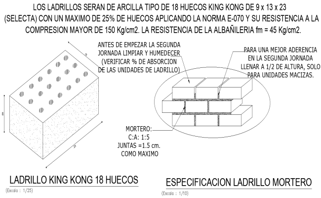 King Kong Bricks 18 Holes and Brick specification Detail DWG AutoCAD file