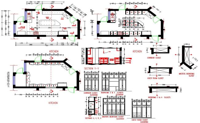 Kitchen Unit and Closet drawings in AutoCAD DWG format