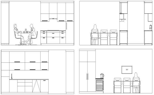Kitchen Elevation Layout Design AutoCAD DWG Download 