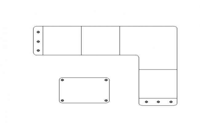 L Shaped Corner Sofa Set DWG for Interior Projects