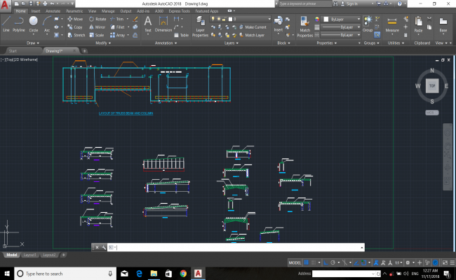 LAYOUT OF TRUSS BEAM AND COLUMN