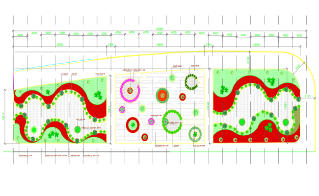 Landscape Garden Plan with Curved Pathways in DWG File
