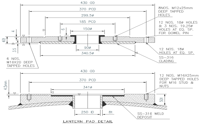 Lantern Pad Detail DWG AutoCAD file