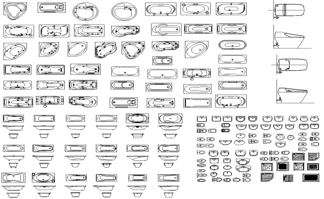 Library of 2D CAD Blocks Of Different types of Washbasin DWG AutoCAD file