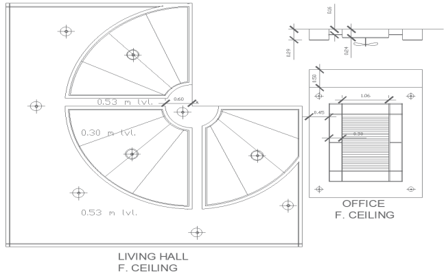 Living Hall Ceiling and Office Ceiling Layout Details AutoCAD DWG