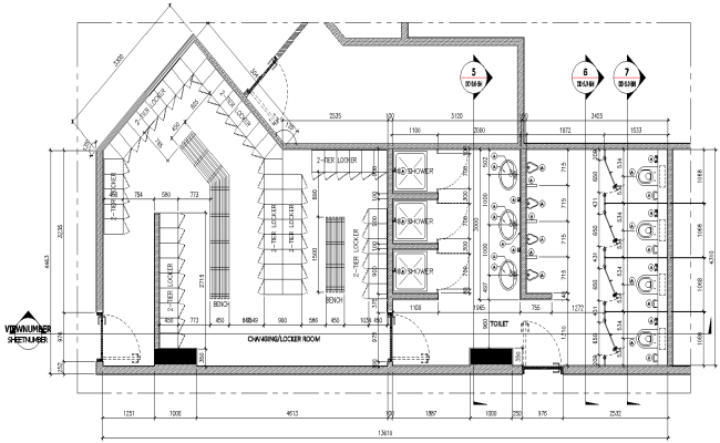 Locker room details for water park design dwg autocad drawing .
