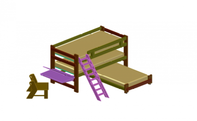 Loft Bed For Students Made In AutoCAD