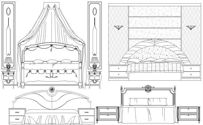 Luxurious Bedroom Furniture Designs Detailed AutoCAD DWG 
