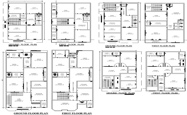 Multi-Storey House DWG Plan with Ground and First Floor