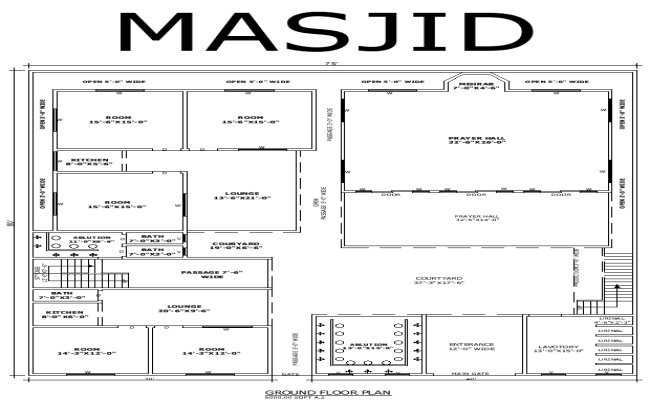 Masjid Layout Plan CAD Design AutoCAD DWG File Download