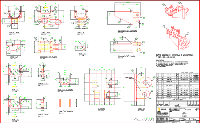 Mechanical Component With Detailed Drawing DWG Views