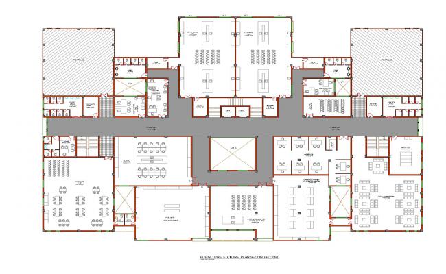 Second Floor Plan of Medical College Building AutoCAD Layout