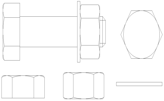 Metal bolt detailed plan section elevation cad block DWG AutoCAD drawing