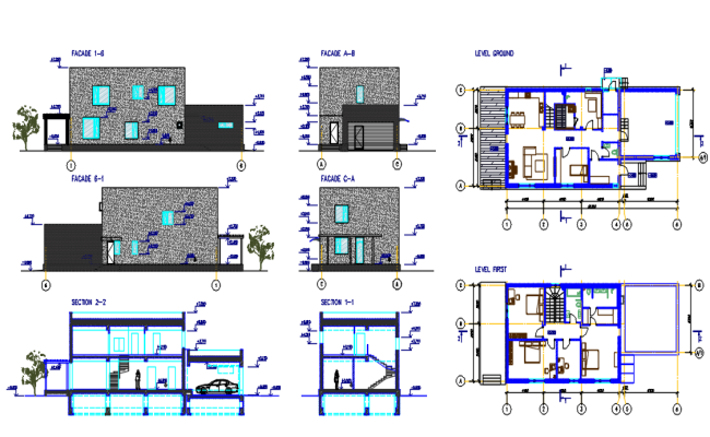 Modern House Free DWG Download File